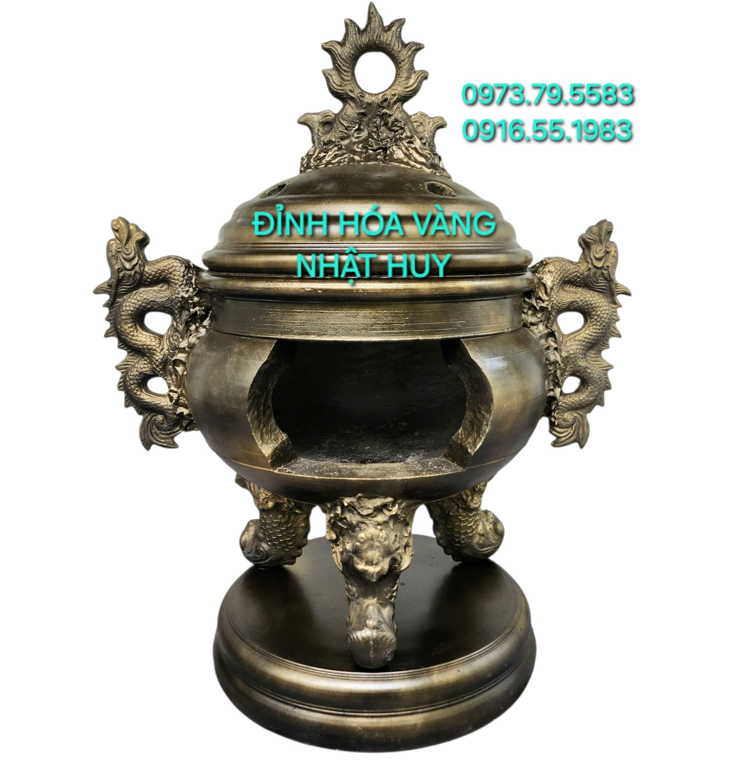 Đỉnh Hóa Vàng Nhị Long 50cm không khay