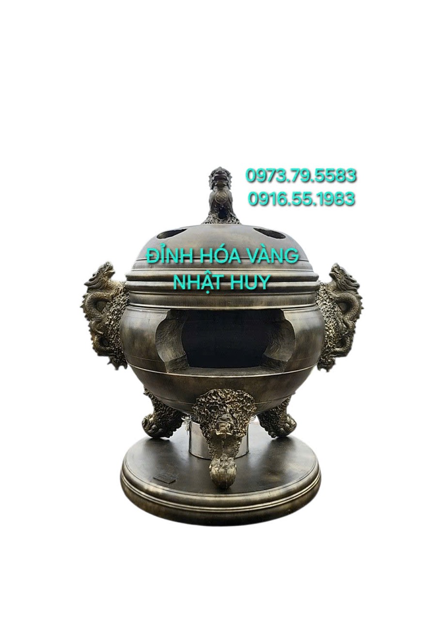 Đỉnh Hóa Vàng Nhị Long 147cm, 1 cấp nắp