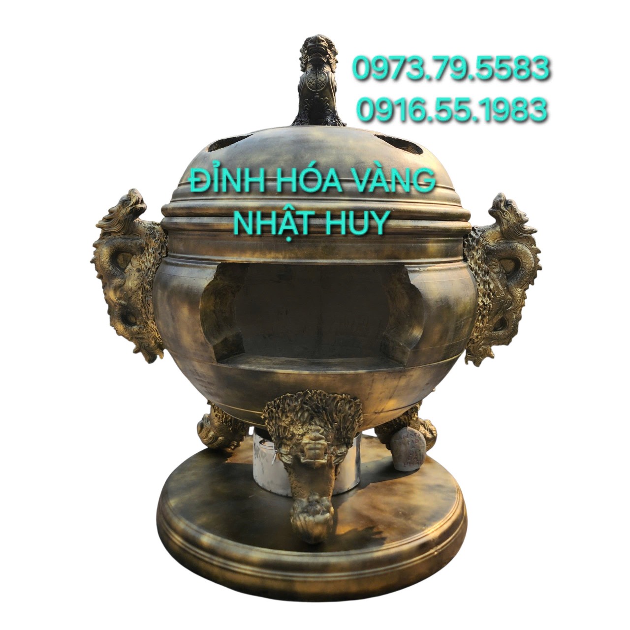 Đỉnh Hóa Vàng Nhị Long 157cm, 1 cấp nắp