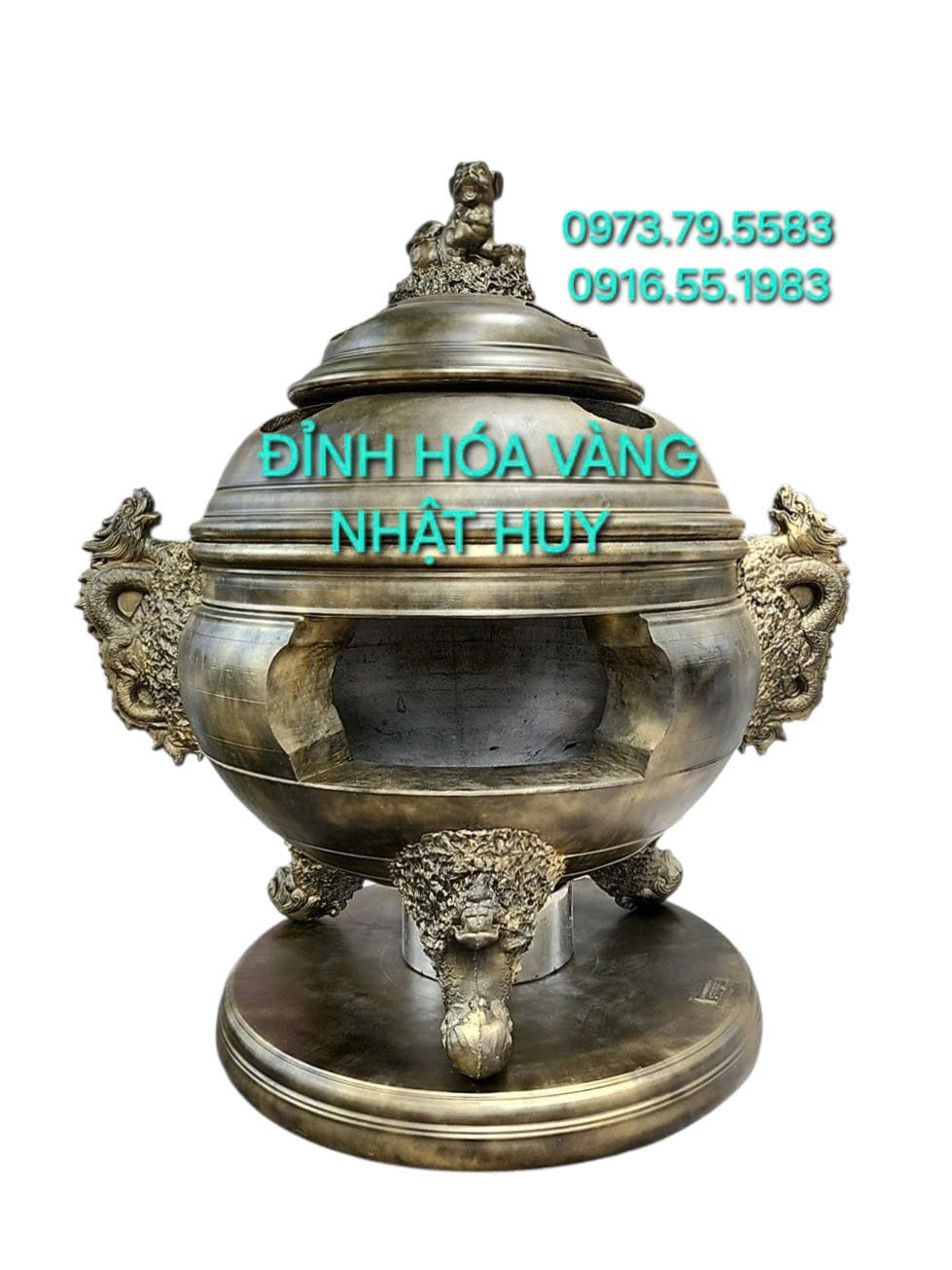 Đỉnh Hóa Vàng Nhị Long 167cm, 2 cấp nắp